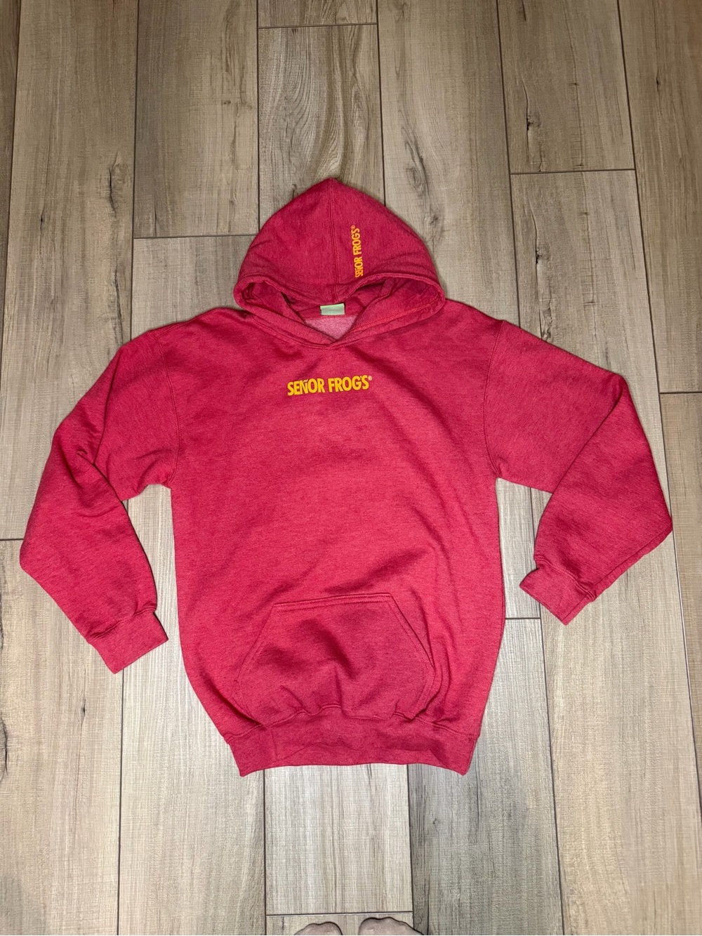 Senor Frogs Red Graphic Hoodie Frog Surf Y2K Vacation Beach Pullover